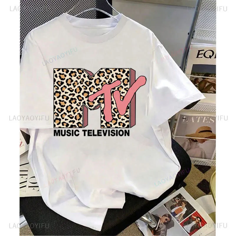 الموسيقى التلفزيون ليوبارد نمط الجرافيك بلايز خمر 80s 90s MTV الشارع الشهير س الرقبة قصيرة الأكمام طباعة المحملة رائجة البيع الملابس #6