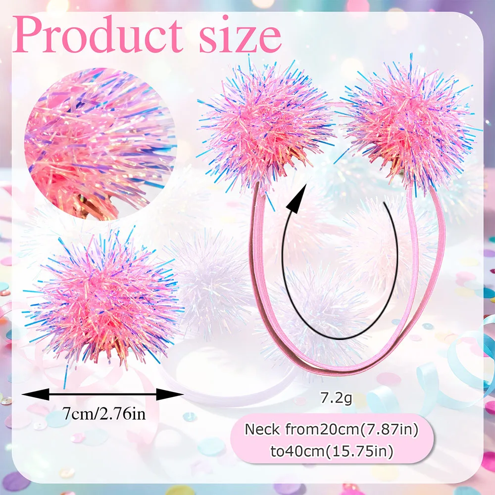 1PC Sparkly Pet Headband Cute Ball Adjustable Puppy Hair Bands Elastic Hair Hoop for Small Medium Dogs Cats Birthday Party