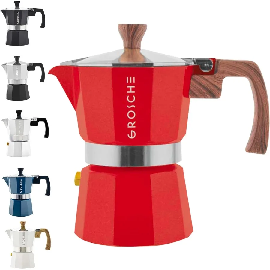 Milano – cafetière expresso sur cuisinière, Pot Moka pour 3 tasses à expresso, cafetière cubaine rouge de 5oz, cafetière avec Esp italien