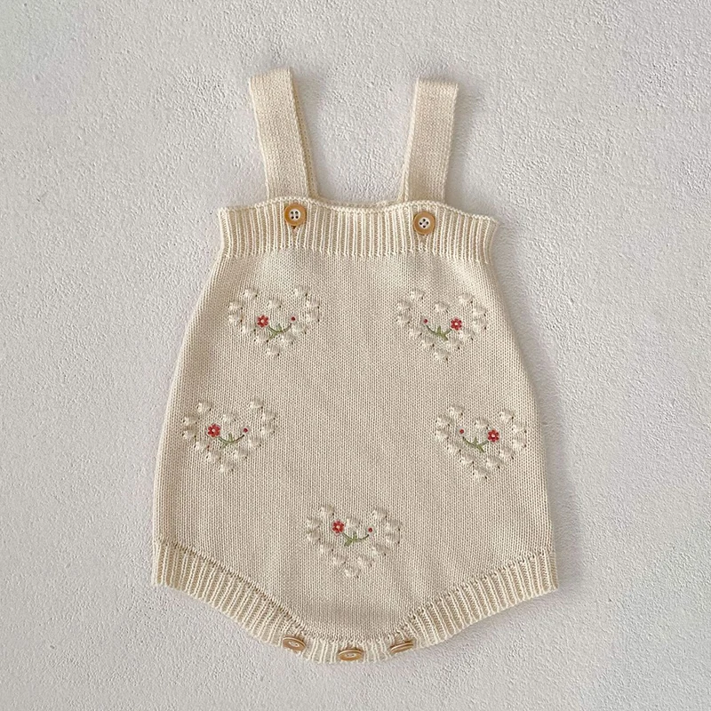 2024 Nieuwe Herfst Pasgeboren Baby Meisje Kleding Set Lange Mouwen Borduurwerk Vest + Jumpsuit Peuter Baby Meisje Breien Kleding Pak