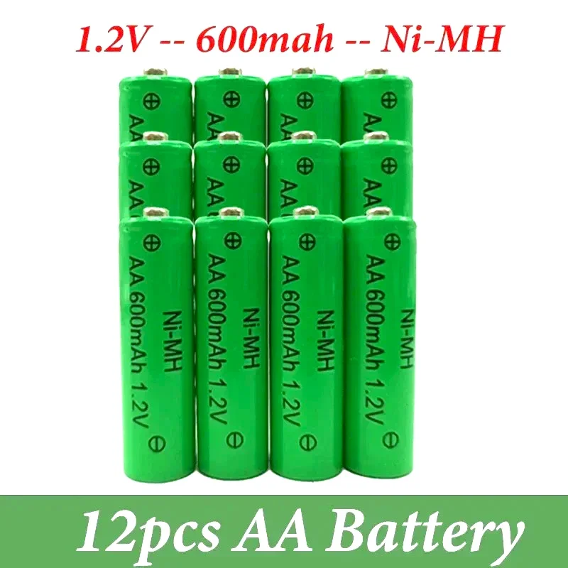 Batterie NiMH AA 1.2V, 600mAh, Rechargeable, adaptée à la réveil, MP3/MP4, lampe de poche, jouets, rasoir électrique, télécommande