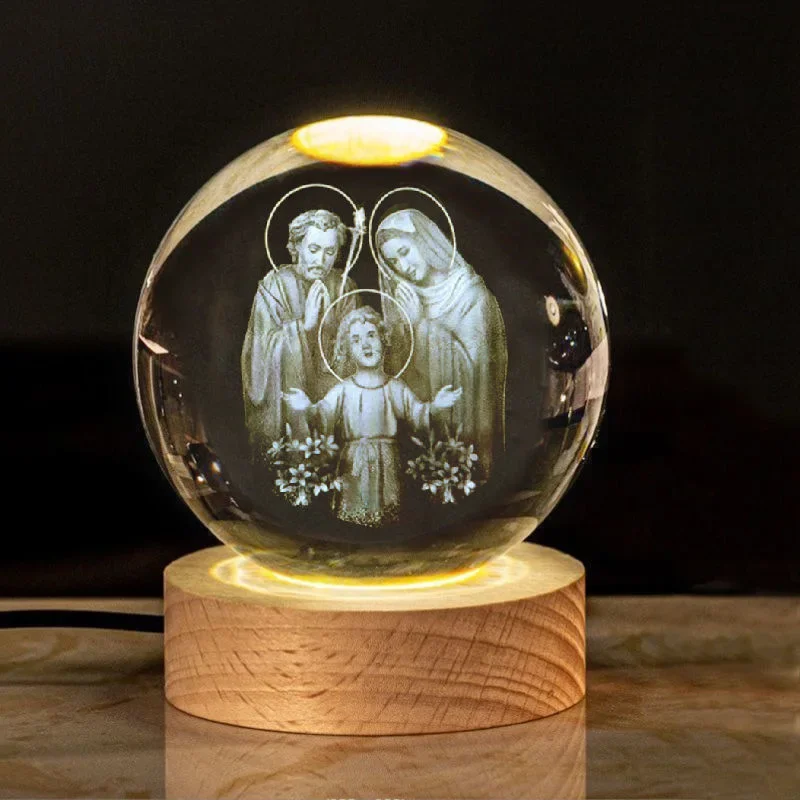 Creative Luminous Crystal ball Cross Church Fellowship Event Jesus Souvenir glass ball Birthday Gift Office Desktop Decoration