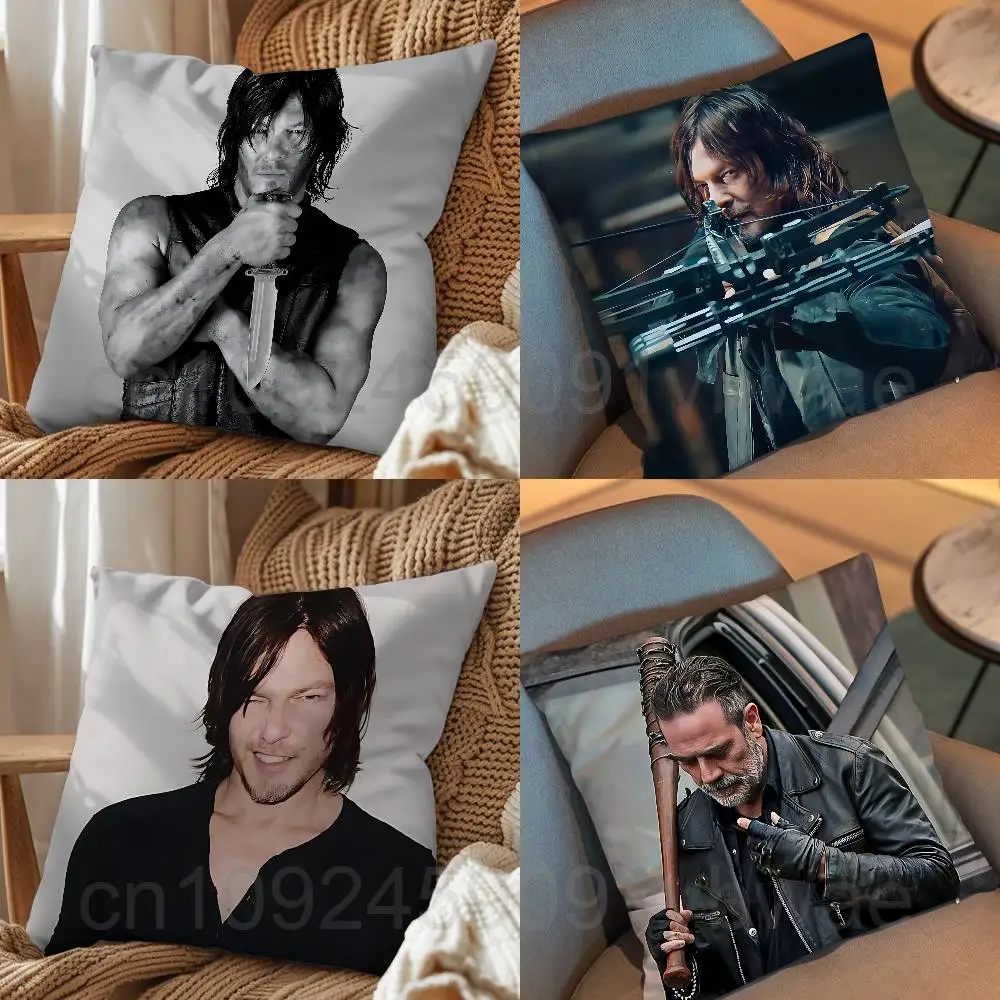 Leather jacket crossbow Daryl Dixon TWD day gift Pillow Case Living Room Sofa Cushion Cover Suitable For Home Bedroom Room