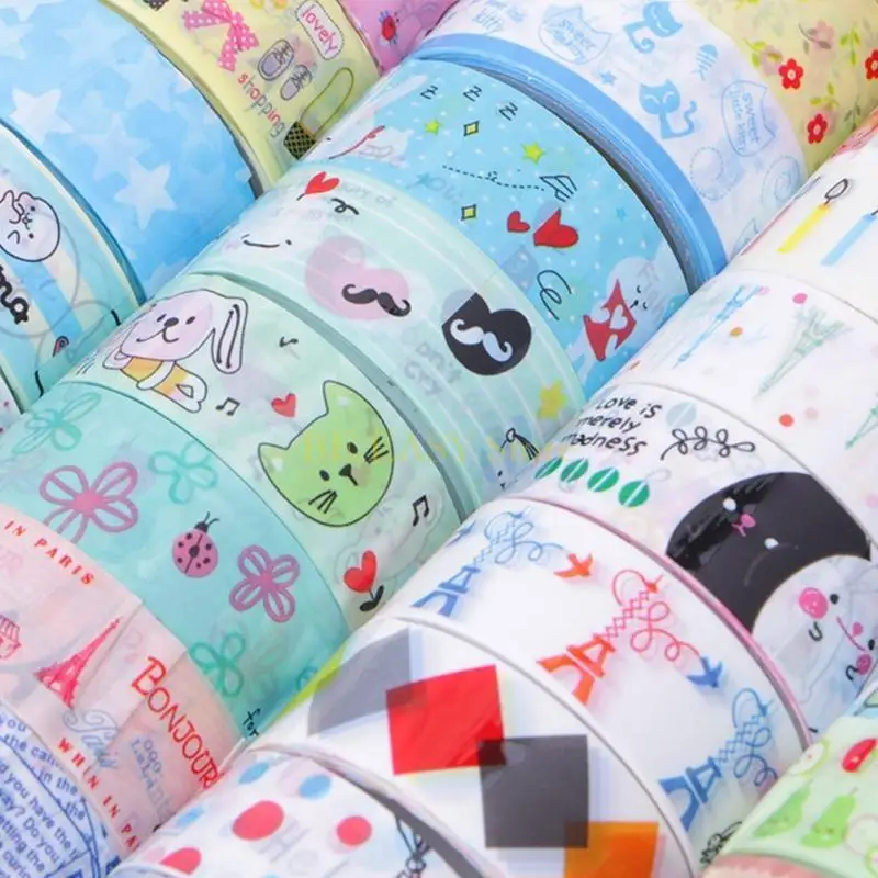 E28F 10 4M Tapes Mix Designs Cartoon Adhesive Tape Set for Scrapbooking/Craft