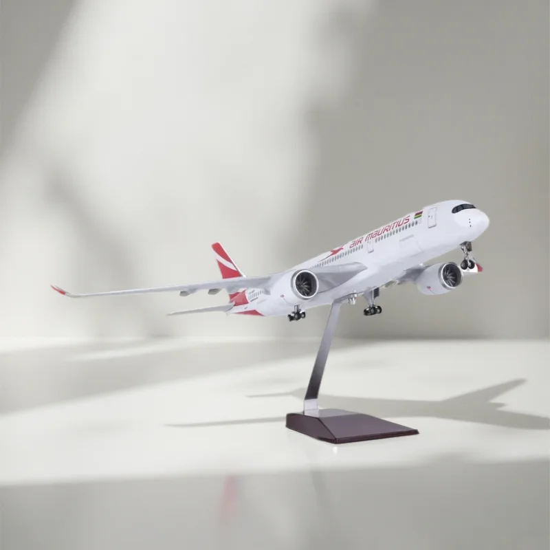 1/142 Scale 47cm Large Plane Model Air Mauritius A350 Resin Diecast Airplanes Building With Stand & Wheels Aviation Collection