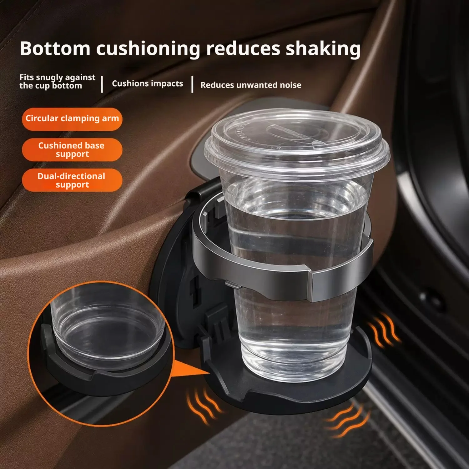 Car Cup Holder for Car Doors, Foldable Storage Rack, Space-Saving Multifunctional Cup Tray with Hook and Bracket
