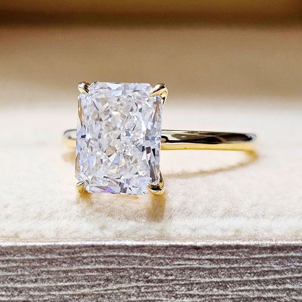 1 2 3 4 قيراط 14K خاتم الذهب الأصفر مختبر تزايد خاتم الماس IGI شكل مشع D VS1 خاتم الزواج خاتم الخطوبة