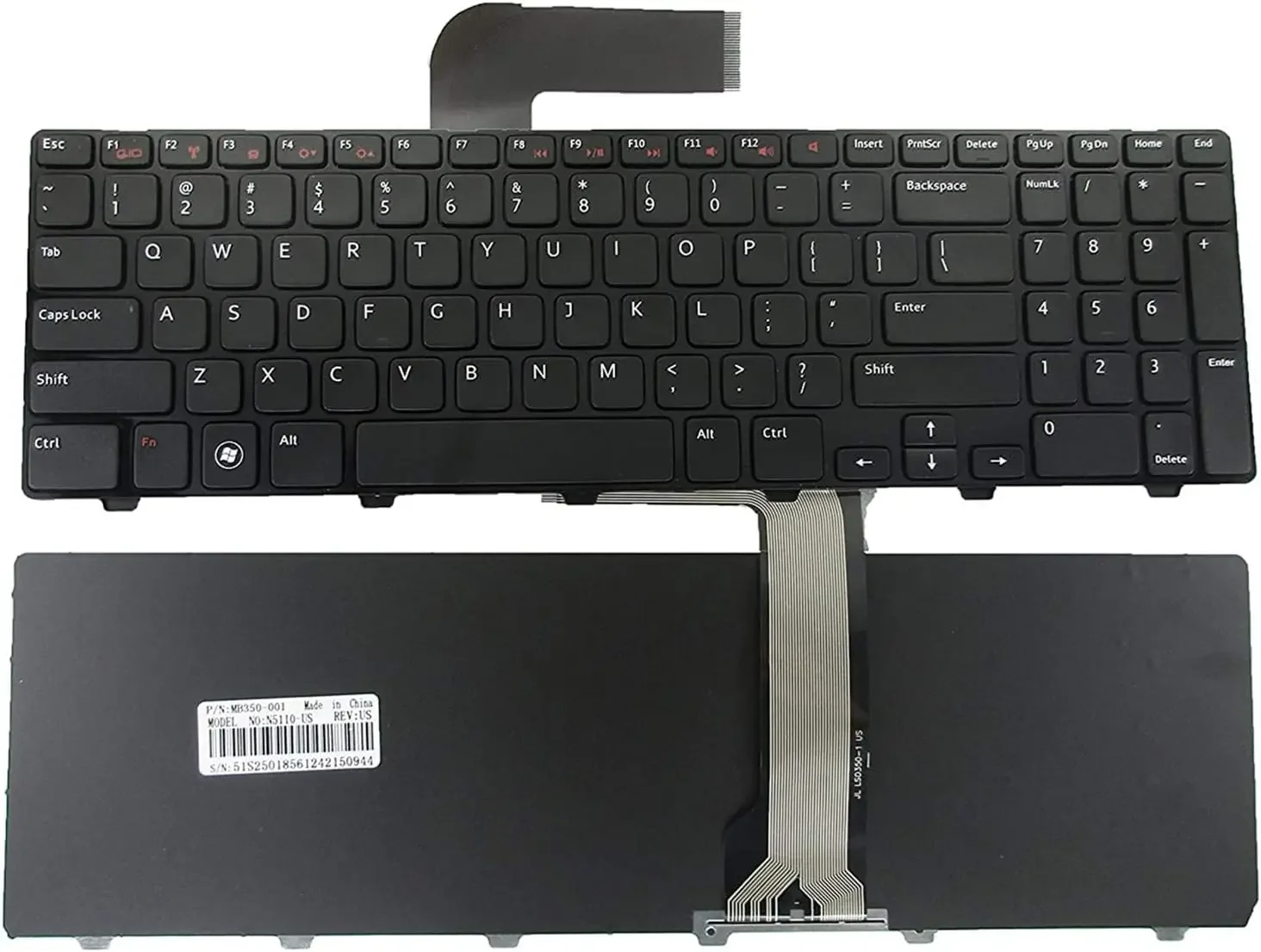 eplacement Keyboard Compatible for Dell Inspiron M5110 N5110 Series Black US Layout