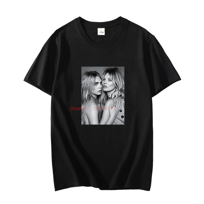 Fashion graphic t shirts Kate Moss Cara Delevingne Cotton oversize short sleeve t-shirts O-neck T-shirt Summer Men\'s clothing