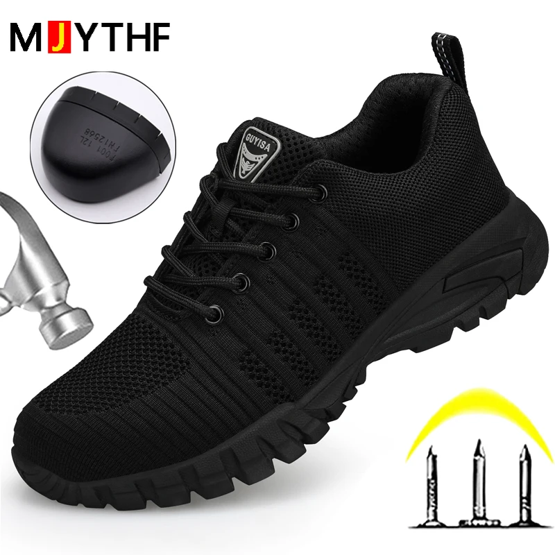 Fashion Safety Shoes Men Breathable Work Sneakers Male Indestructible Shoes Anti-stab Anti-smash Work Boots Steel Toe Shoes 2025