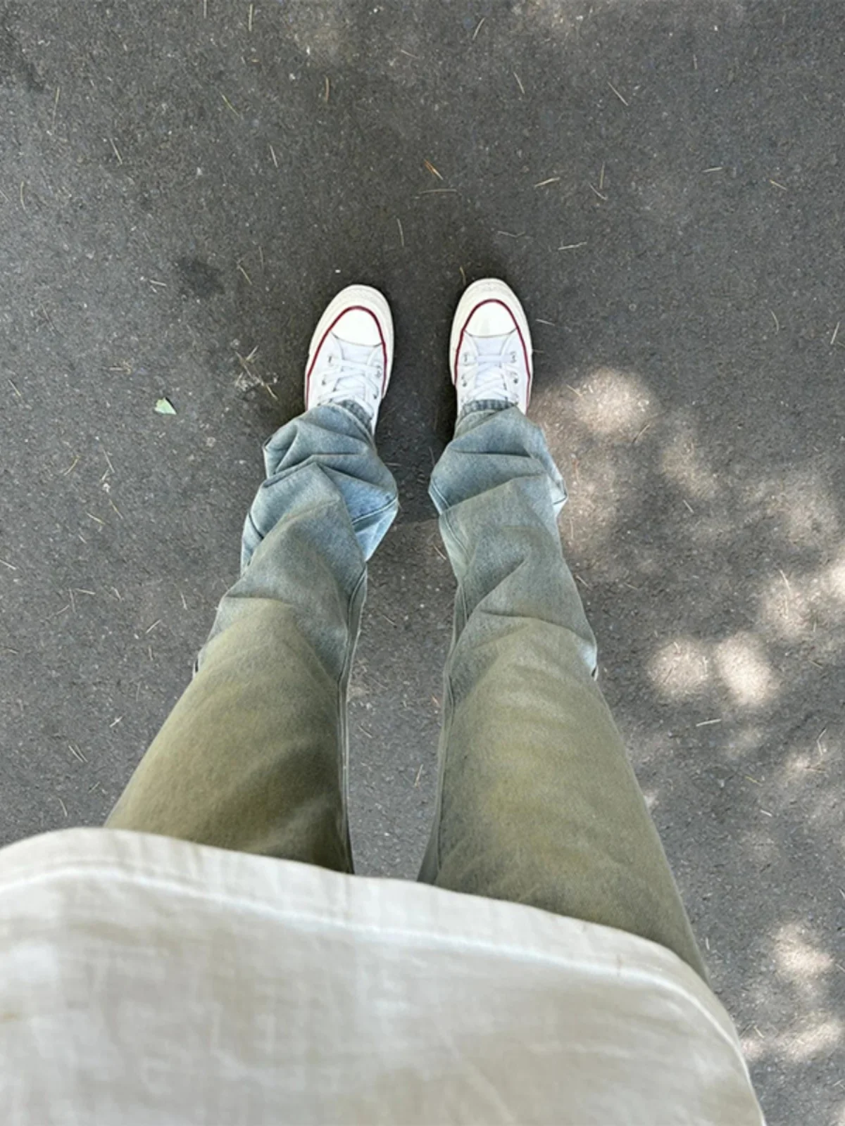 

American Retro Yellow Mud Color Men's Thin Summer Jeans Straight Leg Long Pants Low Waist Zipper Closure Cotton Polyester Blend