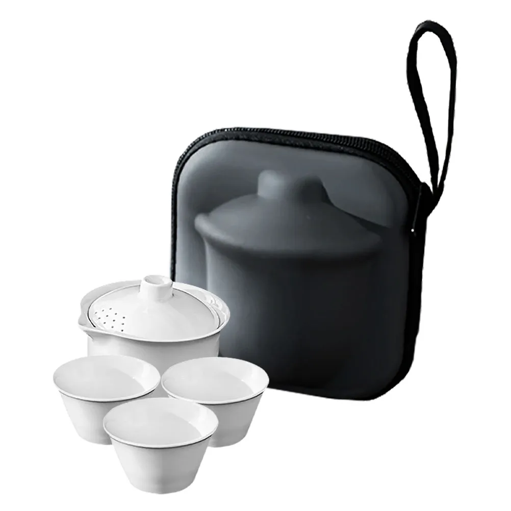 

Gongfu Tea Set Chinese Ceramic Small Travel Teapot Lid Cup Set Portable Outdoor Office Home Tea Ceremony Travel Teaset with Lid