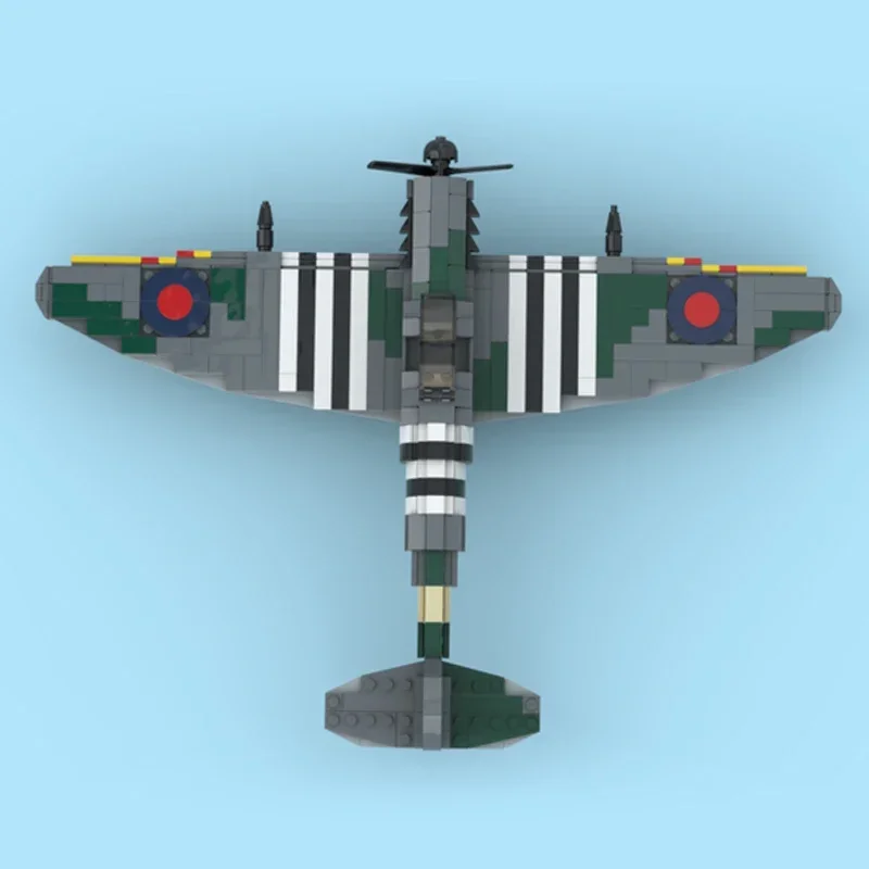 MOC-Briques de construction de modèle de chasseur, Smile Marine Spitfire, Version D-Day, décennie s modulaires technologiques, Jouets pour enfants, Assemblage de bricolage, Cadeaux