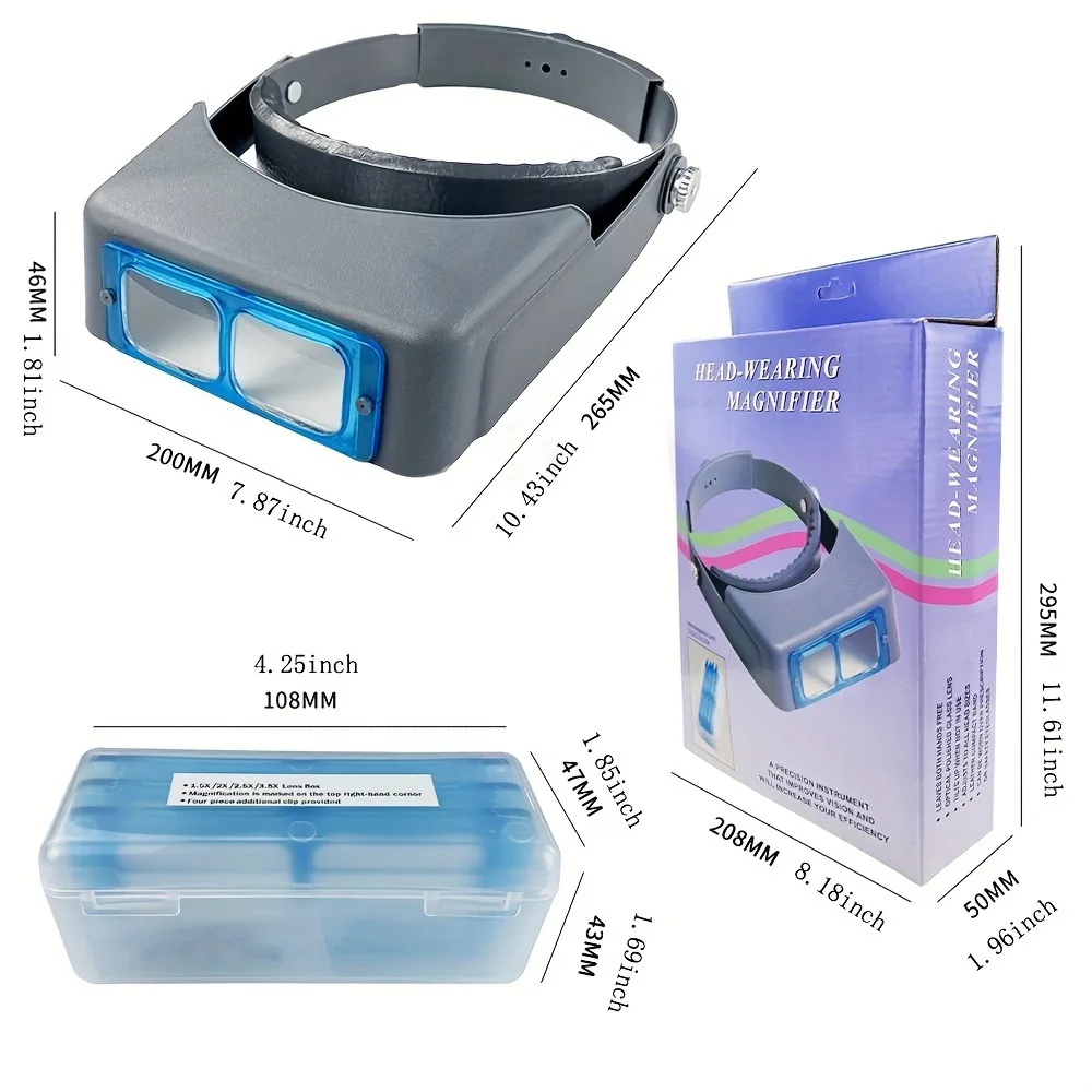 Professional Double Lens Headband Optical Magnifier Adjustable Head-Mounted Magnifying Glasses for Jewelry Repair Close Work