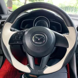 For Mazda CX-5 CX5 Atenza 2014 Mazda 3 CX-3 Scion iA 2016 Hand Sewing genuine Leather anti-slip Car Steering Wheel Cover