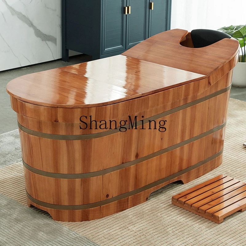 

CL Wooden Wooden Bucket Adult Sweat Steaming Bucket Solid Wood Bath Home Beauty Salon Full Body