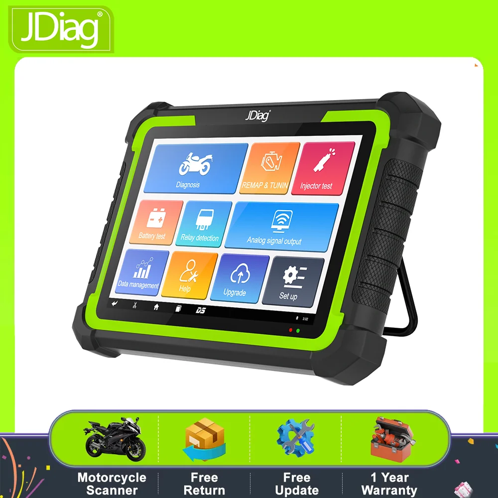 

JDiag M400pro Motorcycle Obd2 Scanner:Ecu Coding Abs Bleeding Throttle Reset 20+ Functions 4-Core,Full-System Scan 8-Inch Screen