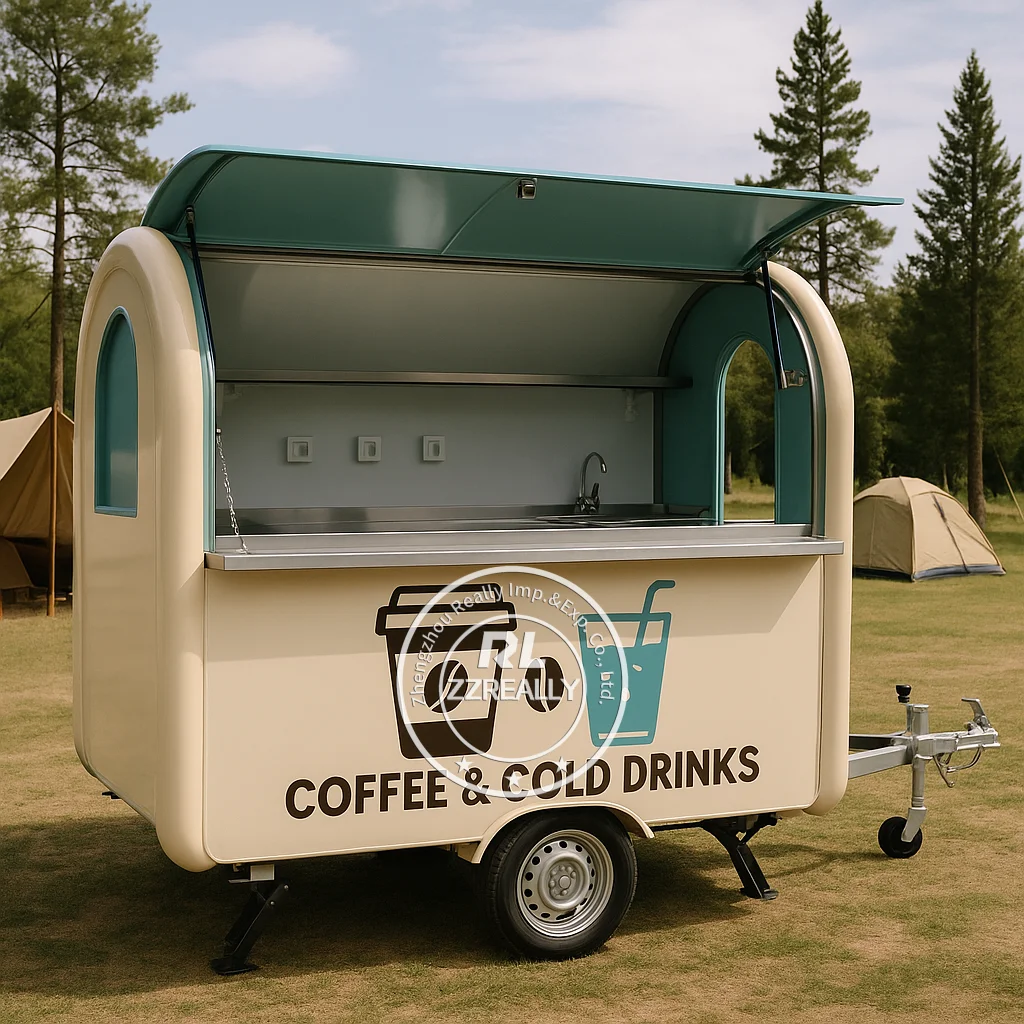 

2025 Mobile Street Food Trailer With Kitchen Equipments For Sale Mini Size Round Model Concession Food Truck