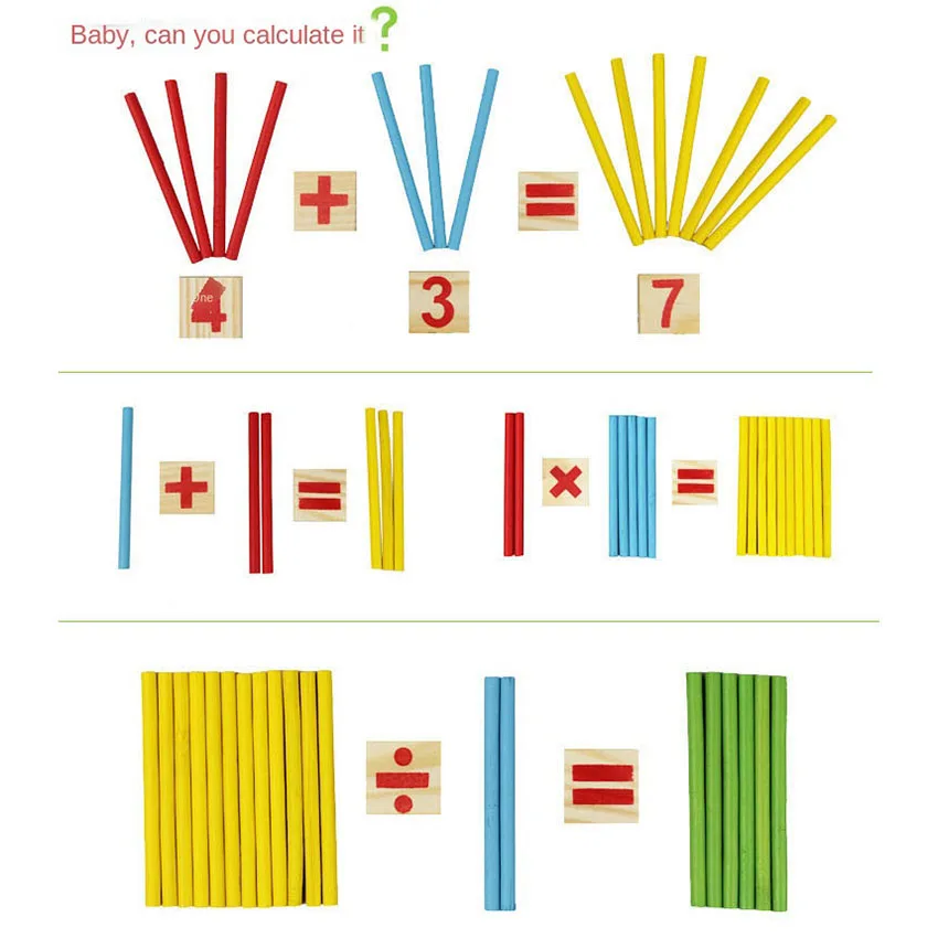 Giocattoli matematici in legno per bambini per bambini Montessori Educational Learning Number Counting Sticks sussidi didattici per la matematica dell'asilo