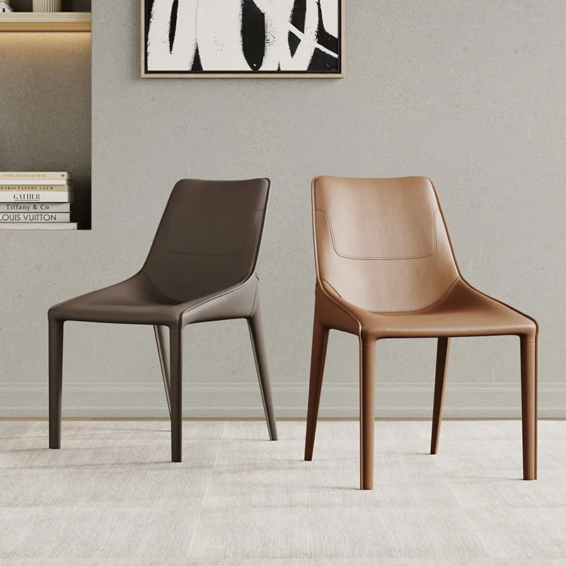 Saddle leather chairs Hotel dining table chairs Household dining  Living room back