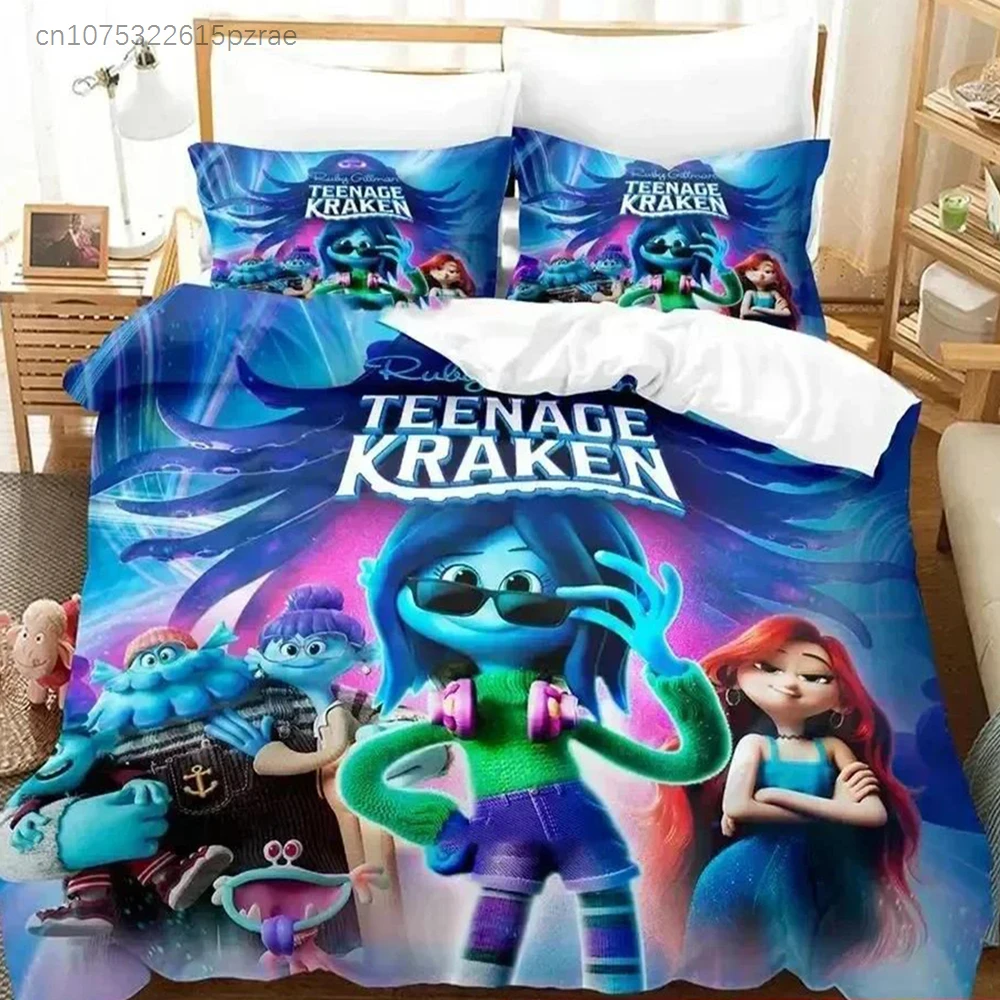 Ruby Gillman Teenage Kraken Bedding Set Printed With Pillowcase Bed Duvet Cover Soft Queen King Size Bedclothes Home Boys Adult
