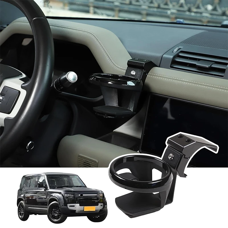 

Aluminum Alloy Black Car Dashboard Drink Holder Water Cup Holder Trim For Land Rover Defender 90 110 130 2020-2024 Accessories