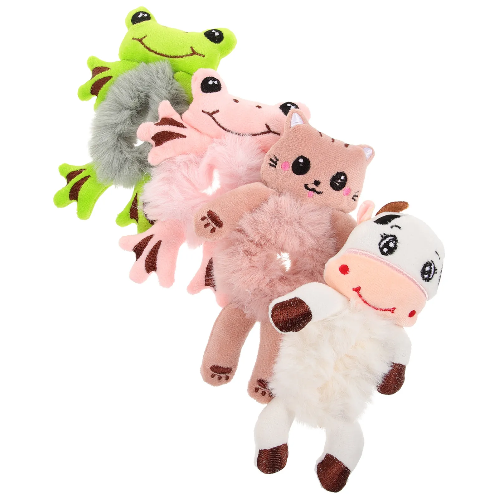 

Набор из 4 мультяшных резинок для волос в виде животных, мягкие эластичные резинки для волос, аксессуары для укладки для женщин