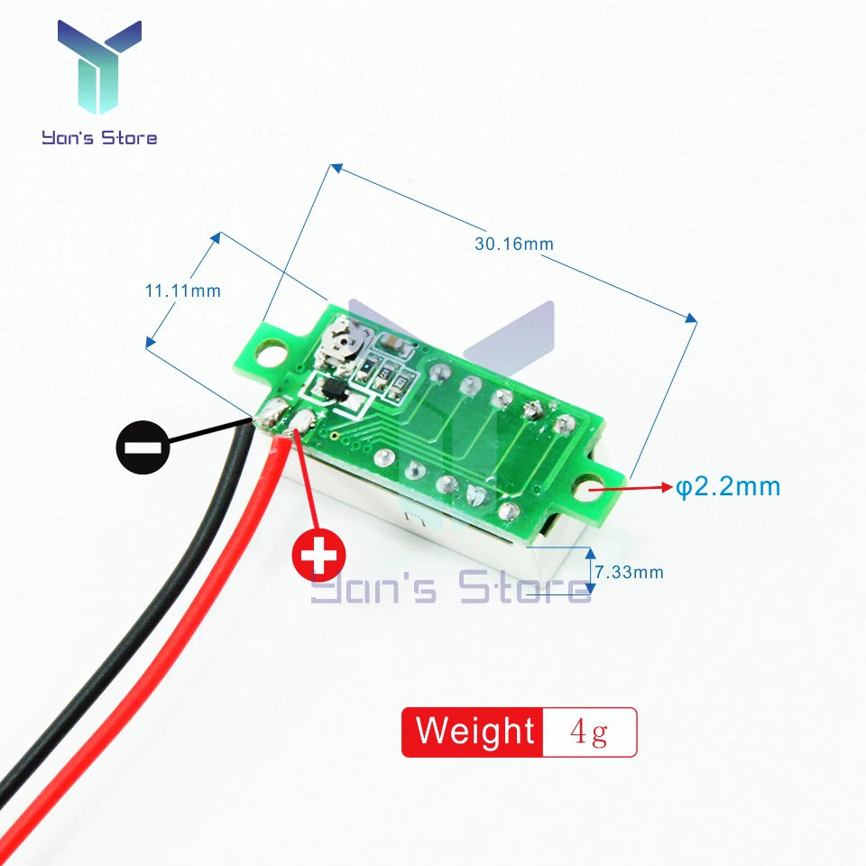 2 szt. 0,28 Cal woltomierz cyfrowy LED DC2.5-30V miernik napięcia samochodowego zasilanie mobilne samochodowy Tester napięcia zielony niebieski