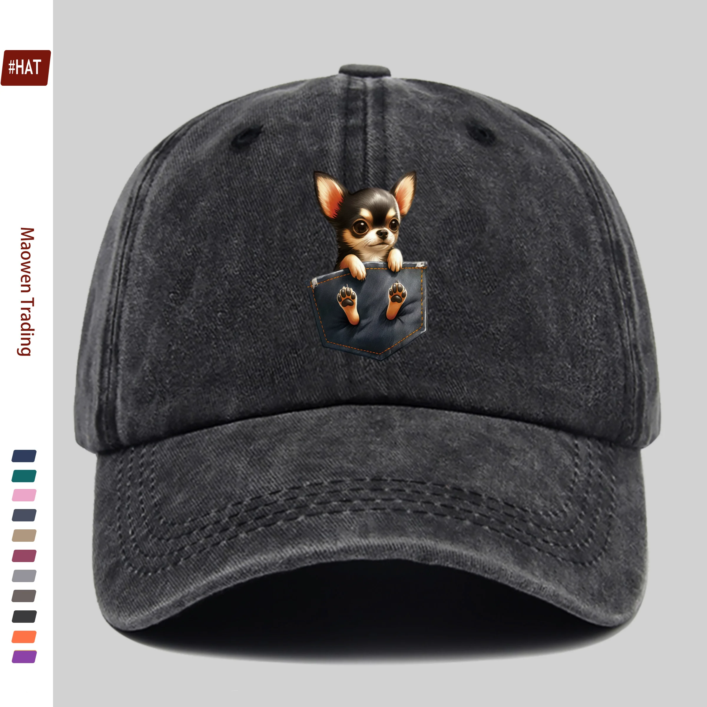 1pc Chihuahua Print Trucker Hat - Adjustable Snapback Cap with Chihuahua Dog, Lightweight Suitable for Men & Women, for, Beach, - view 3