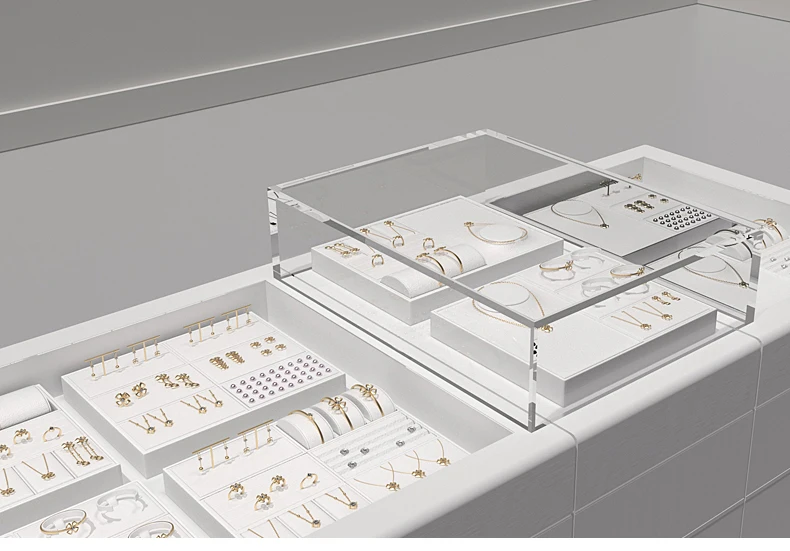 Oirlv Weißes Schmuck-Display-Tablett für Ringe, Ohrringe, Leder-Schmuck-Tabletts, Präsentationstabletts für Armreifen, Armbänder und Halsketten – Detail 1