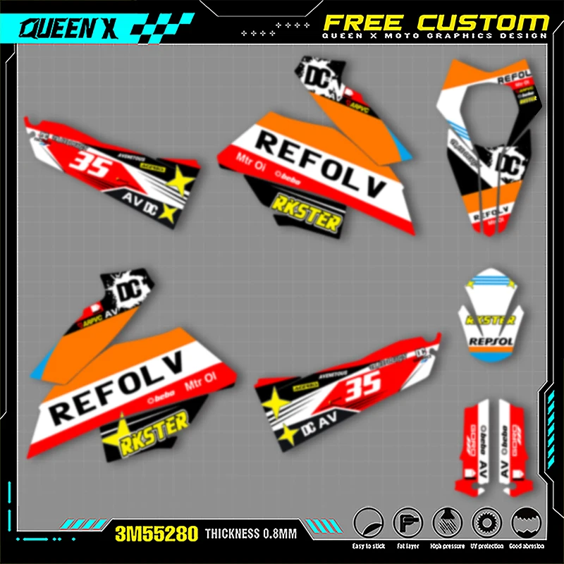 

Queen X MOTOR Motorcycle Graphics Background Decals Stickers Kits For KTM SMR690 R 2007 2008 2009 2010 2011 002
