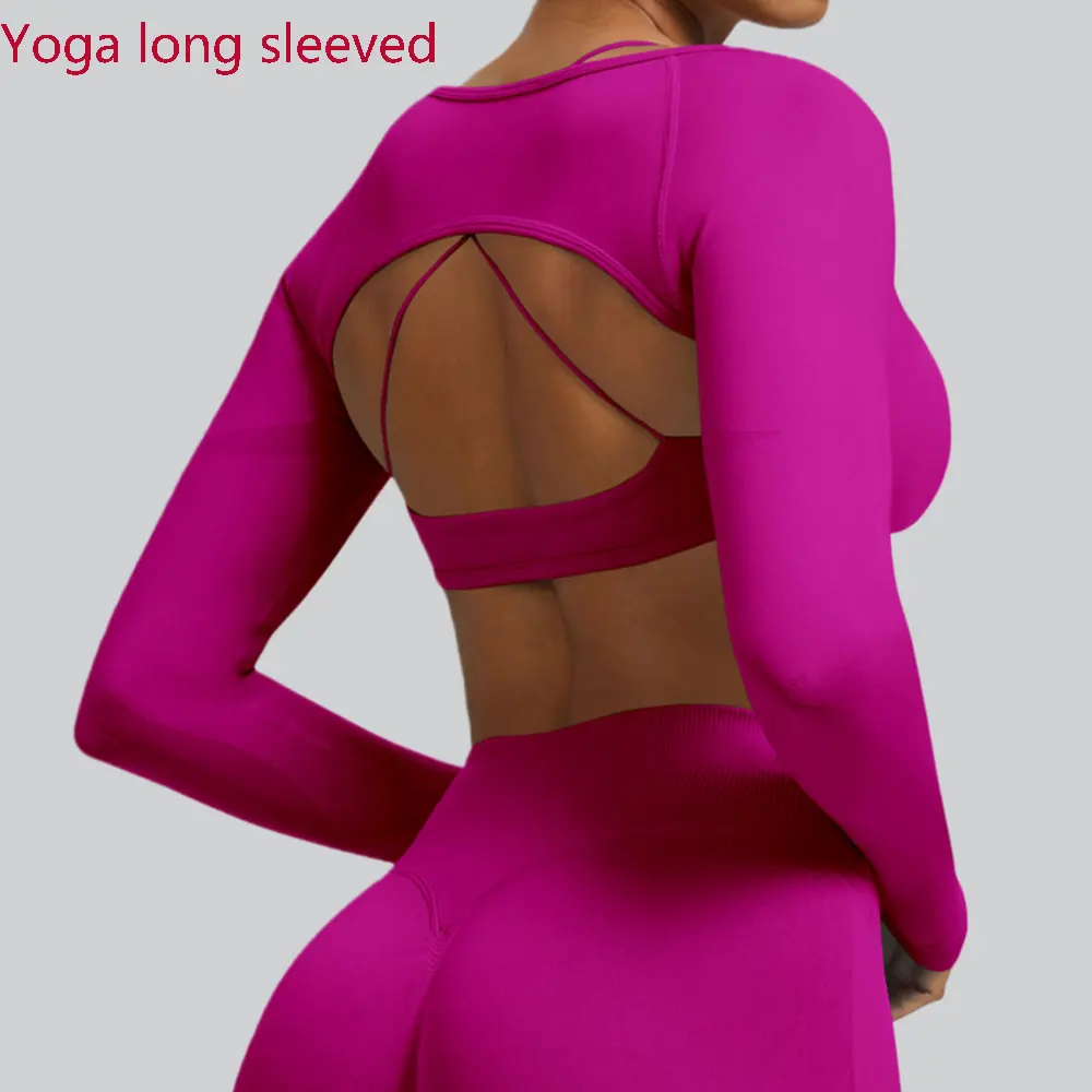 Women's Seamless Yoga Shirts Long Sleeve Sport Top Fitness Clothes Wear Women Fast Dry Workout Running With Thumb Holes Gym Tops