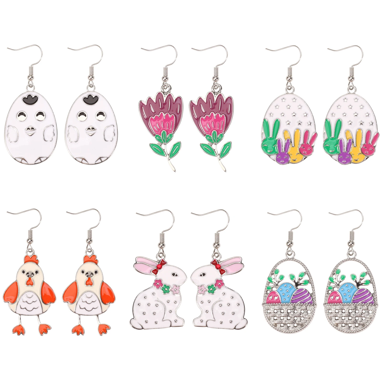 Easter bunny chick carrot butterfly pattern earrings girl earrings