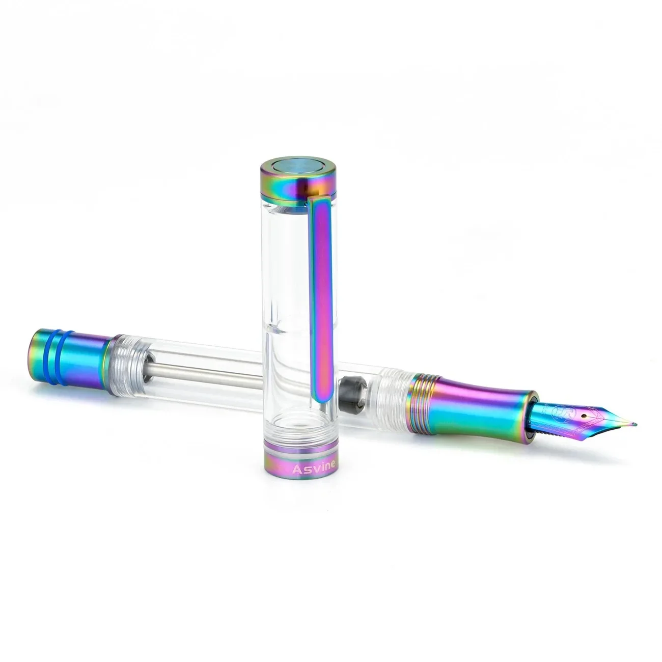 Hot 2026 Asvine V200 Titanium Fountain Pen Vacuum Filling BOCK EF/F//B Nib Clear Transparent Acrylic Smooth Writing Pen