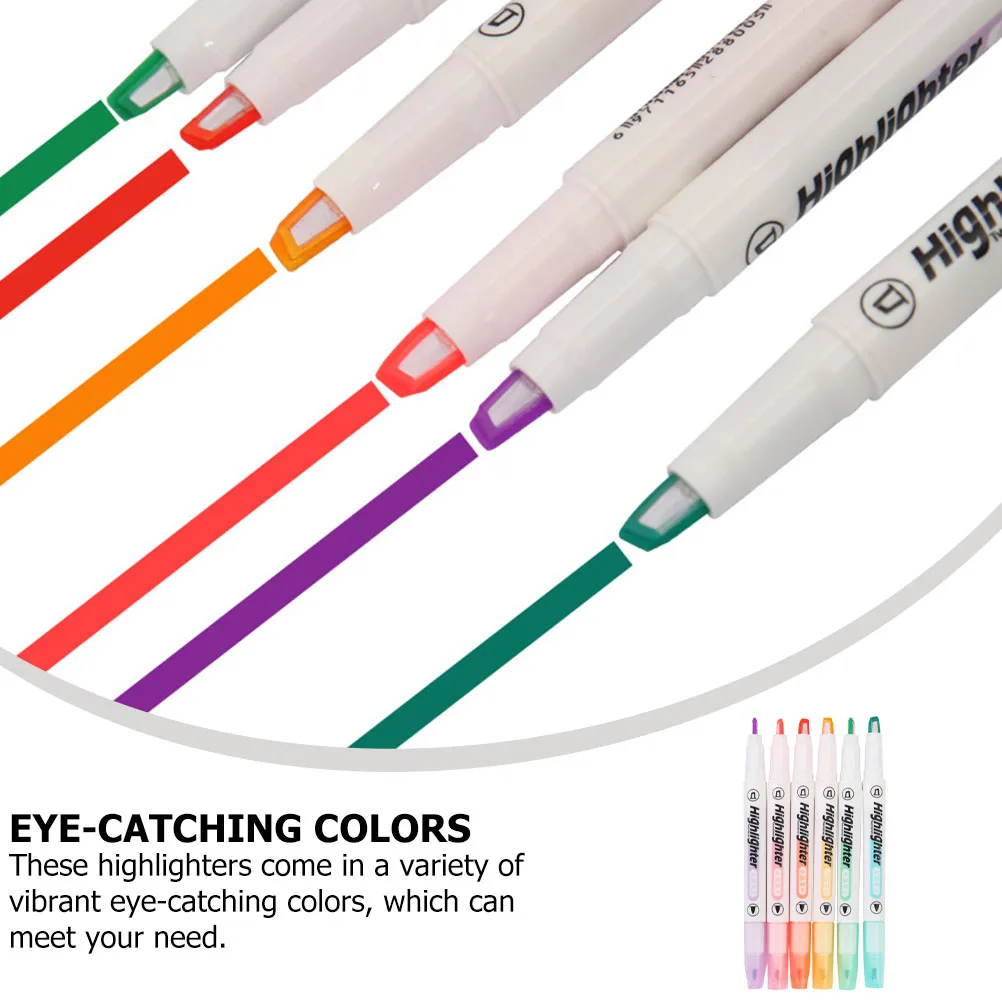 

6pcs Clear View Highlighters Double Ended Fluorescent Pens Transparent Tip Fine Chisel Smudge Proof Vibrant Colors Student Gift