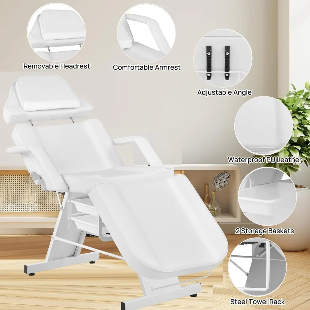 Pedicure Chair.Facial Chair Tattoo Chair For Client Adjustable 3-Section Multipurpose With Hydraulic Stool For Esthetician Beaut