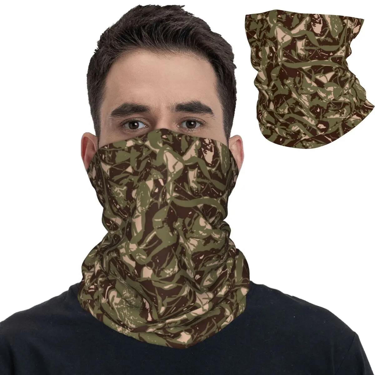 Tree Leaves Camouflage Digital Camo Patterns Bandana Neck Gaiter Mask Scarf Multi-use Balaclava Hiking Unisex Adult All Season