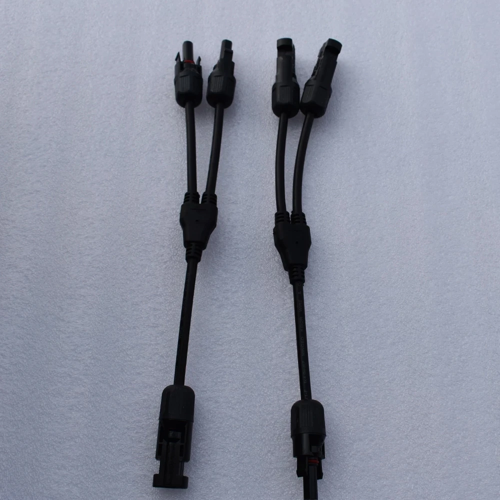 One Pair Y Type Connector Cable for Flexible Solar Panel Connection 2 Input 1 Output with Male Female UV-Resisted Cooper