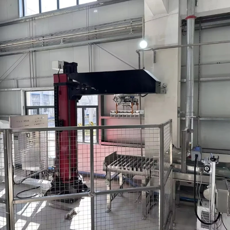 Fully Auto Single Column PLC Robot Palletizer Pneumatic Drive 800Cy/H for Food Drink Bag Custom