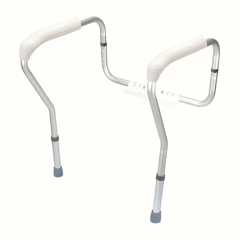 Toilet Grab Bar, Aluminum Alloy Durable Support Rail, No-Drill Installation, Non-Slip Design, Five-Level Height Adjustment, Meet