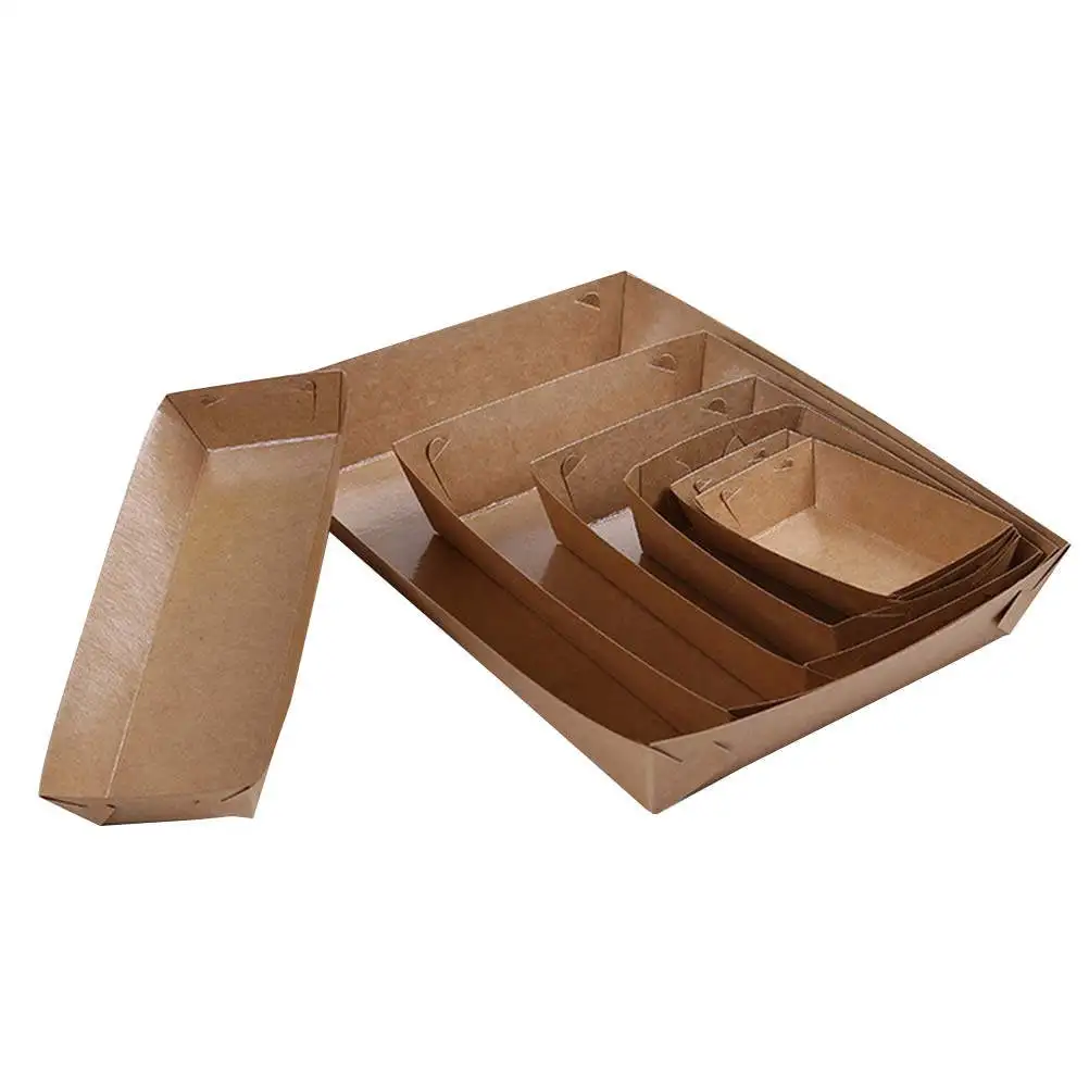 30Pcs Disposable Boat Packing Box Food Serving Tray for Snacks Hot Dogs Fries Bread Fried Items Home Shop Party Picnic