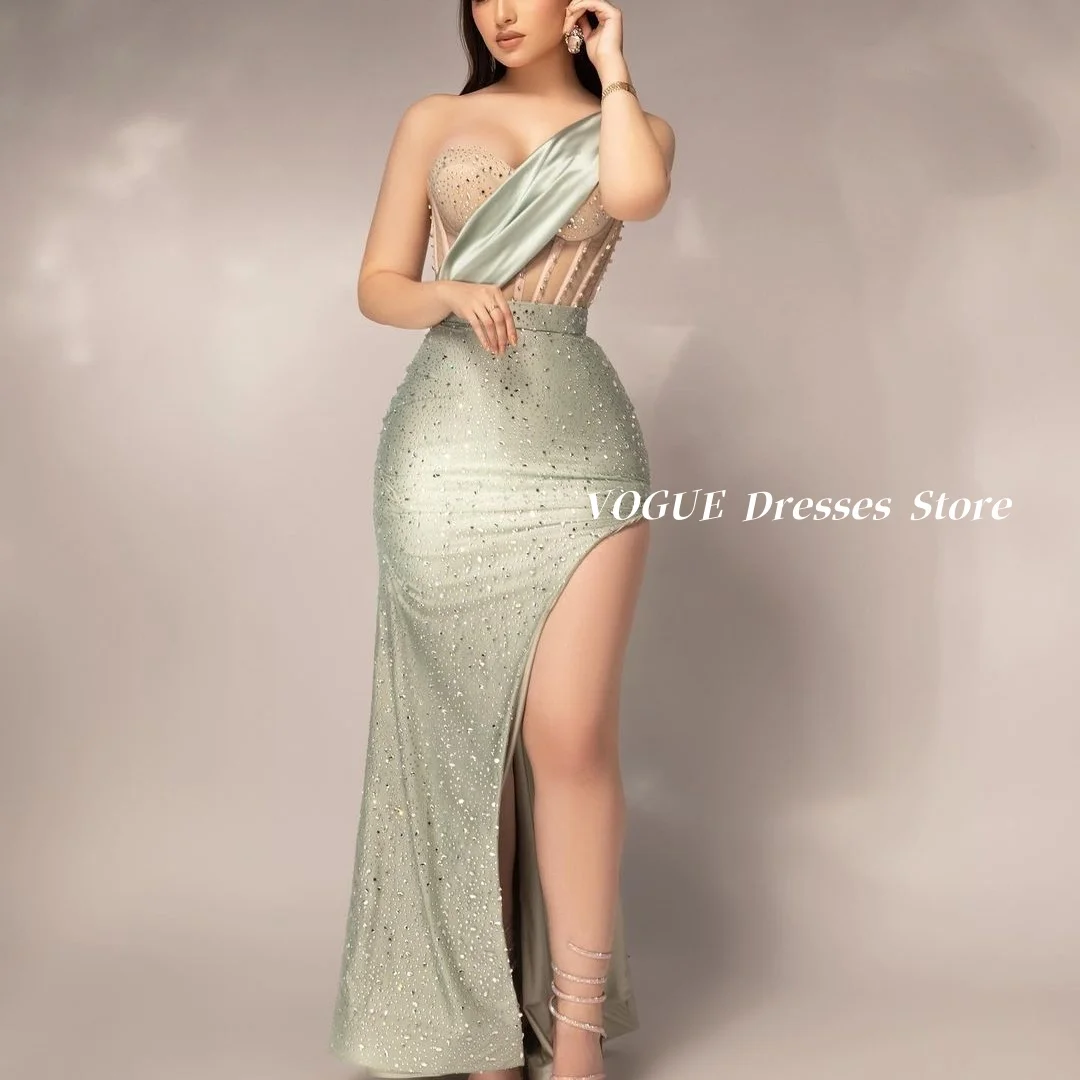 

Sexy Slit Mermaid Evening Dresses with Sequins 2025 Satin Dubai Women Prom Party Dresses Formal Dress فساتين سهرة Customized