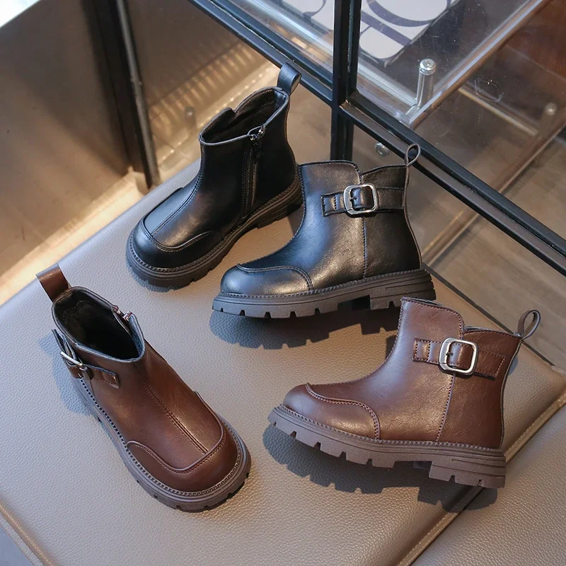 

Модные зимние плюшевые ботинки для девочек, коллекция 2024, детские ботильоны на платформе в британском стиле, детские хлопковые ботинки в стиле ретро для мальчиков, школьные универсальные ботинки