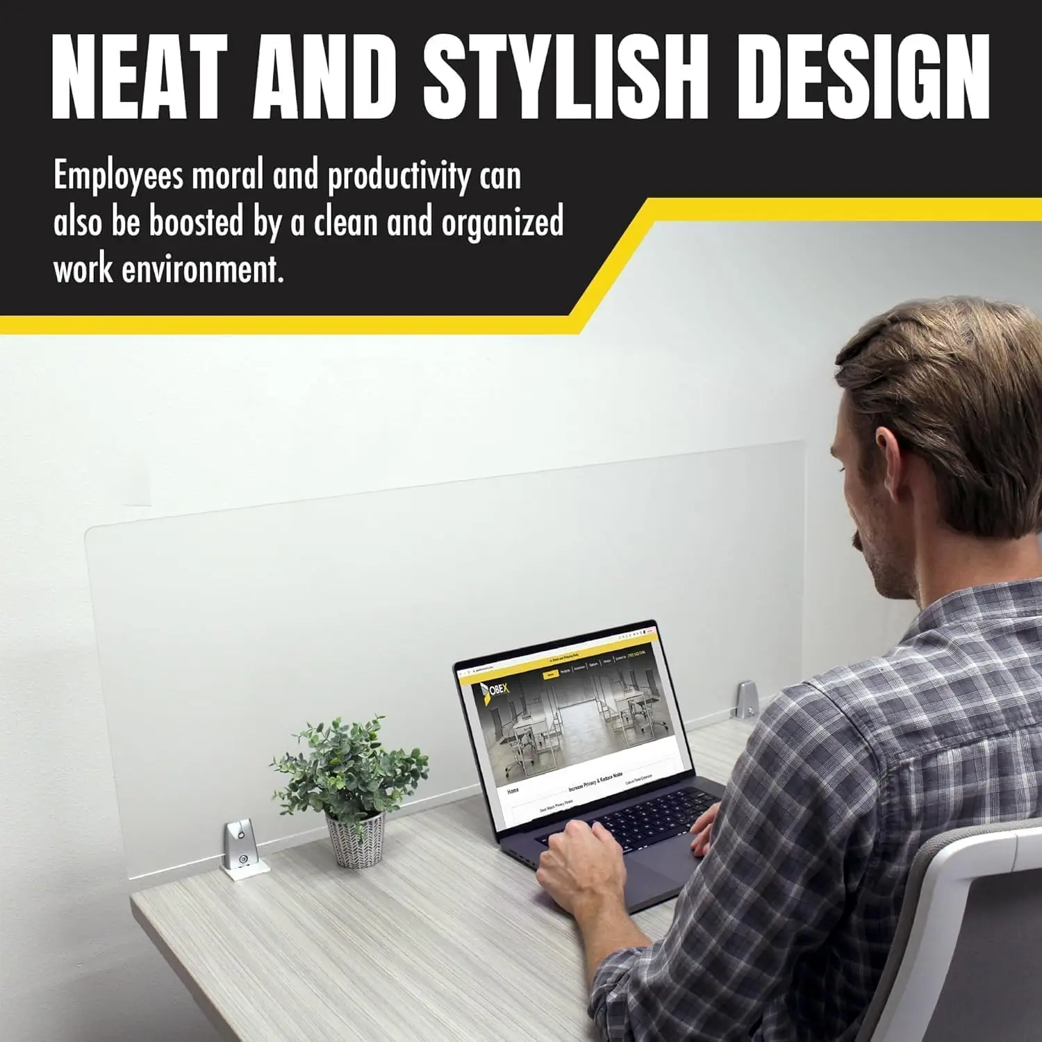 Mounted Desk Privacy Panel Frosted Acrylic 18 X 48 Inch