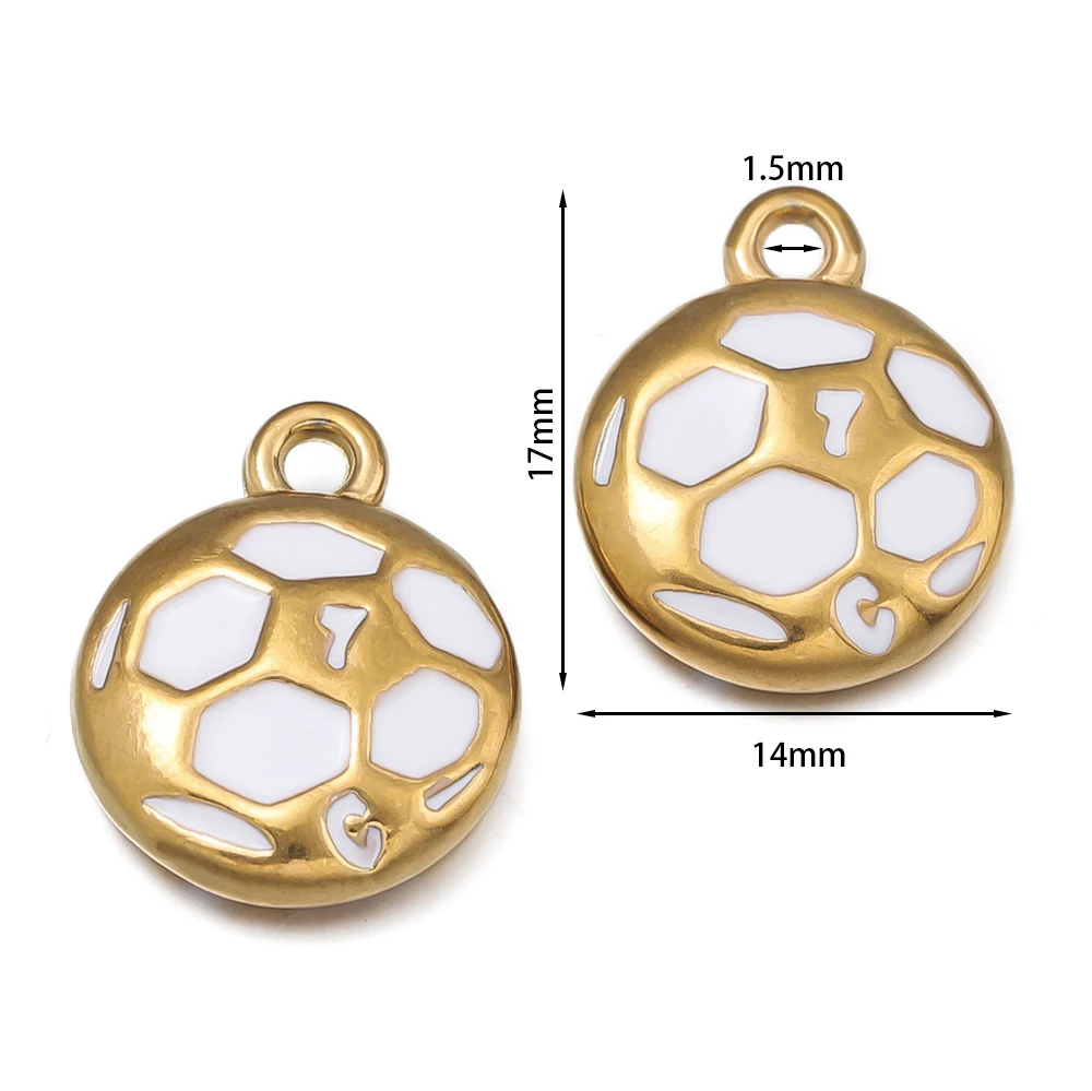 2pcs/Pack Stainless Stee Charm Mini Football Pendant for DIY Necklace Earrings Jewelry Making Supplies Bulk Wholesale