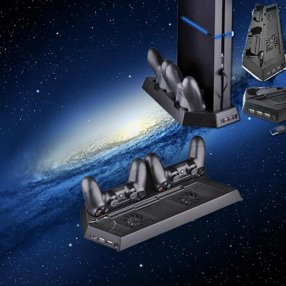 For Vertical Cooling Station Stand Charging Station Dock Cooling Fan & Charging Stand for Playstation 4 Console & Controller