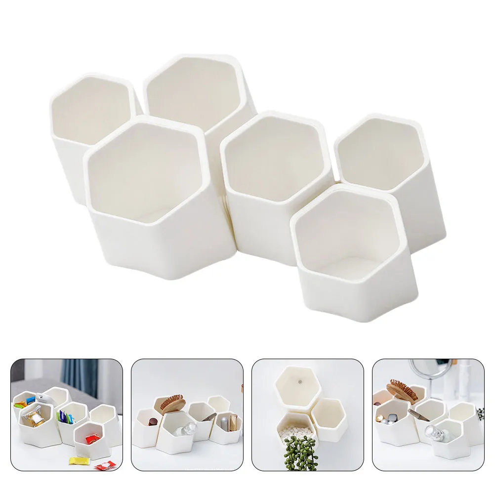 6Pcs Desktop Organizer Container Wall Mount Stationery Organizer Mounted Pencils Makeup Brushes