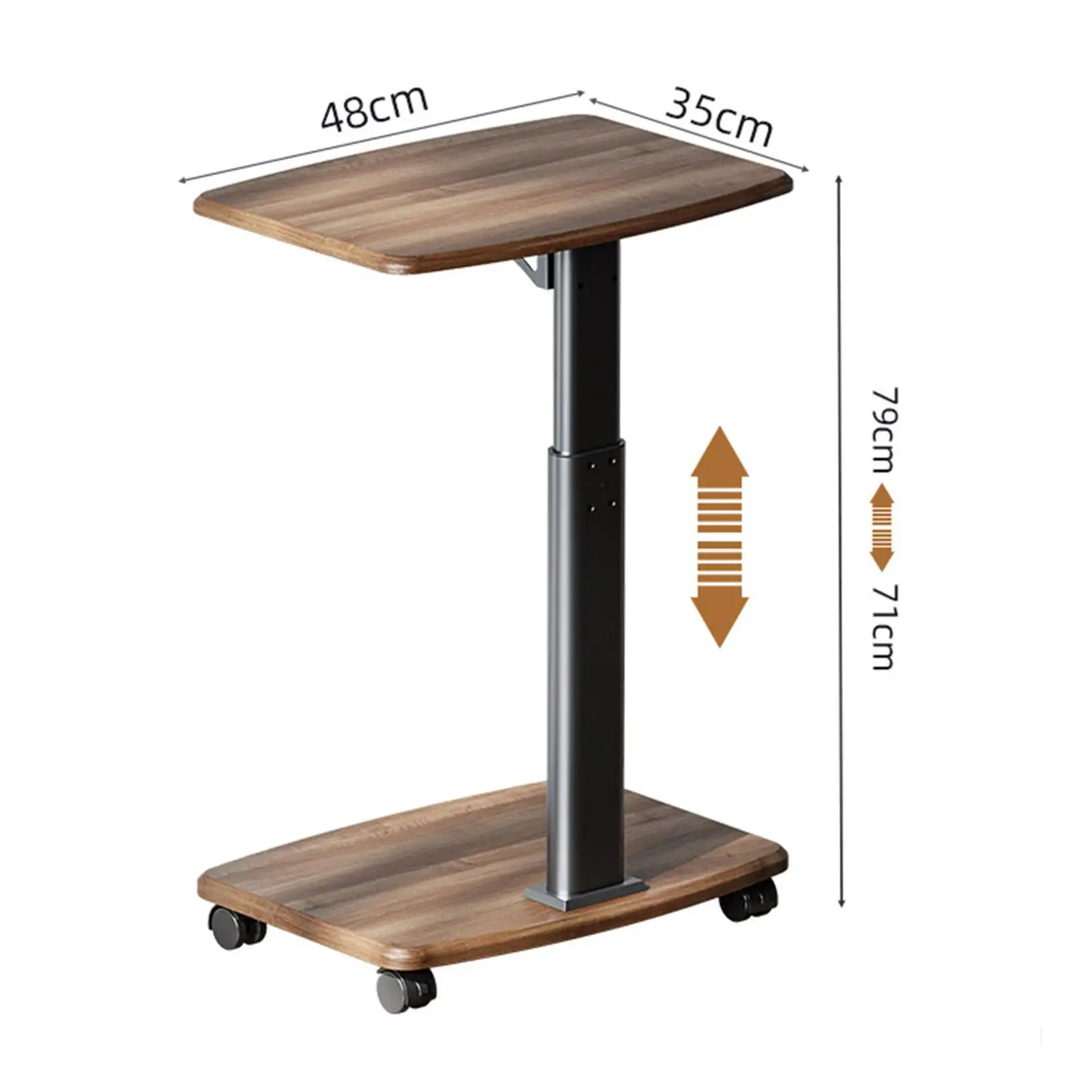 Sofa Tray Table Side Table End Table Removable Table Wooden with Metal Frame Overbed Table Storage Shelf Living Room TV Tray