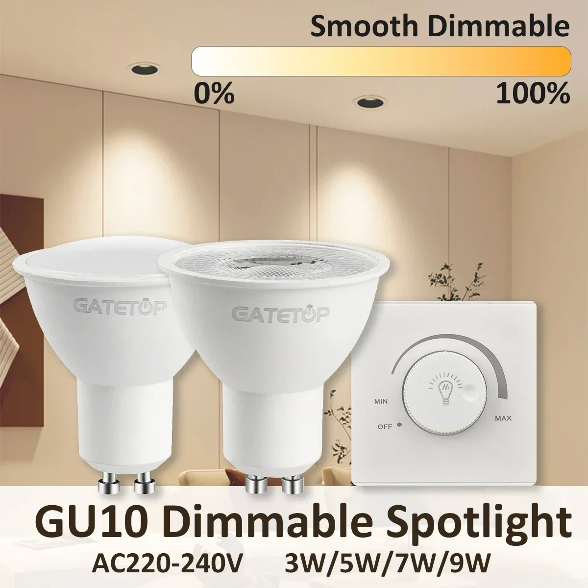 

10-50 шт. Energy Spot GU10 Базовая светодиодная лампа с регулируемой яркостью 4000K 6000K Дневной свет 50 Вт Галогенная замена для ландшафтного трекового освещения