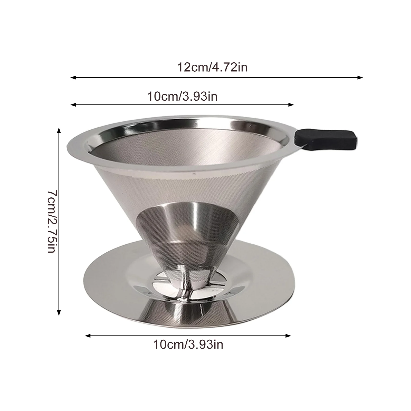 V Shape Stainless Steel Coffee Filter Cone Double Layer Paperless Design 304 Material for Pour Over Brewing Large Capacity